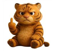 Funny Soft Middle Finger Plush Animals, Cute Middle Finger Plush Highland Cow, Meet the Attitude Squad, Rebellious Office Desk Decor, Stress Relief Decor Gift (Highland Caw 18cm) (Tiger)