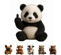 Funny Soft Middle finger Plush Animals, Cute Tiny Plush Rebels with Sass & Snuggles, Humorous Animal Desktop Decorative Ornaments, Stress Relief Decor Gift, for Home Office Desk Panda