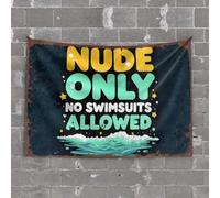 Funny Sogns Beach Sign: Nude Only - No Swimsuits Allowed Tapestry Tapestry for Walls Man Cave Rules(100X150CM)
