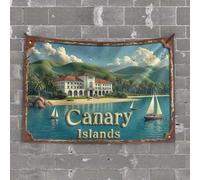 Funny Sogns Canary Islands: A Tropical Paradise by The Sea Tapestry Tapestry for Walls Man Cave Rules(75X100CM)