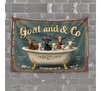Funny Sogns Goat & Co: A Whimsical Soap Advertorial Bath Scene Tapestry Tapastry'S Wall Hanging Asthetic Bedroom Assecorie(75X100CM)