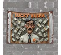 Funny Sogns Lucky Basha: A Man Surrounded by Money Tapestry Tapestry for Walls Man Cave Rules(100X150CM)
