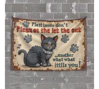 Funny Sogns Platt Isodo: Please Don't Let The Cat Out... Another What It Tapestry Tapastry'S Wall Hanging Asthetic Bedroom Assecorie(100X150CM)