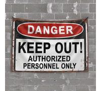 Funny Sogns Red and White Danger Sign: Keep Out - Authorized Personnel Only Tapestry Boys Bedroom Accessories Bedroom Door Decor(75X100CM)