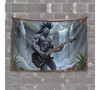 Funny Sogns Thundering Waters: The Rock Warrior's Epic Performance Tapestry Tapestry for Walls Man Cave Rules(75X100CM)