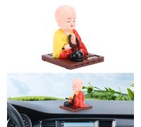 Funny Solar Little Monk Nodding Figurine, Light Sensor, 7.5cm Red