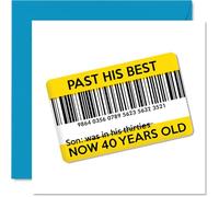 Funny Son 40th Birthday Card - Past His Best - Rude Happy Birthday Card for Son from Dad Mum, 145mm Joke Humour Bday Greeting Cards