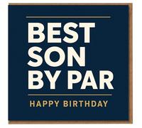Funny Son Birthday Card - Best Son By Par - Golf Pun Typography - For Golf-Loving - Happy Birthday Card from Mum, Dad or Family
