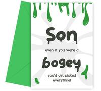 Funny Son Birthday Card for Kids and Adult - Bogey Picked - Kids Humour Witty Comedy for Favourite Son Birthday Card, Green Bday Cards