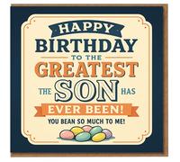 Funny Son Birthday Card - Greatest Son There Has Ever Been - Jelly Bean Pun ‘You Bean So Much to Me’ - Retro Typographic Design