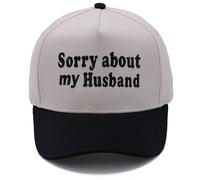 Funny 'Sorry About My Husband' Baseball Cap for Women - Two-Colour Black & Brown Trucker Hat, Adjustable Cotton Summer Hat for Outdoor, Beach & Casual Wear
