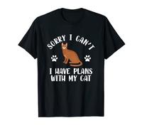 Funny Sorry I Can't I Have Plans With My Cat Pet Owner Gag T-Shirt