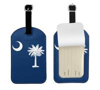 Funny South Carolina Flag Print Leatherette Luggage Tag with Secure Strap,Colorful Suitcase Identifier for Travel