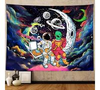 Funny Space Astronaut Alien Tapestry for Men Guys Bedroom, Cool Trippy Universe Planet Art Tapestries Wall Hanging College Dorm Boys Room Decor 60"X40", Psychedelic Blacklight Galaxy Poster Blanket