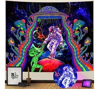 Funny Space Astronaut Alien Tapestry - UV Reactive/Blacklight Spaceship Tapestries UFO Galaxy Wall Hanging Cool Tapestry for Bedroom - 59.1 x 51.2 Inches