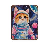 Funny Space Astronaut Cat Print Retro Poster Metal Tin Sign Chic Art Retro Iron Painting Bar People Cave Cafe Family Garage Poster Wall Decoration 12x16inch(30x40cm)