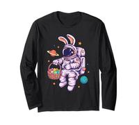 Funny Space Bunny Astronaut Easter Basket Egg Hunt Design Long Sleeve T-Shirt