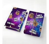 Funny Space Capybara Birthday Wrapping Paper for Men, 2 Folded Sheets 120GSM Thick Kraft Mens Wrapping Paper, Meme Gag Gift Wrap for Teen Boy Boyfriend Brother Stay Chill Joke