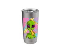 Funny Space Extraterrestrial Aliens Retro Alien Eating Pizza Stainless Steel Insulated Tumbler