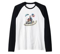 Funny Space Look with US Colors and Vehicle Raglan Baseball Tee