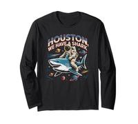 Funny Space Shark Astronaut Houston Launch Problem Ocean Long Sleeve T-Shirt