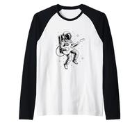 Funny Spaceman Playing Electric Guitar Astronomy Astronauts Raglan Baseball Tee
