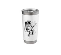 Funny Spaceman Playing Electric Guitar Astronomy Astronauts Stainless Steel Insulated Tumbler