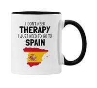 Funny Spain Mug Coaster I Don't Need Therapy Gift Men Women Birthday Work Office Colleague I'd rather be in Spain (Black)