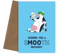 Funny Speedy Recovery Card for Kids and Adults - Wishing You A Smooth Recovery (Cow) - Get Well Soon Card for Men and Women After Operation - Get Well Soon Cards for Feeling Unwell
