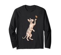 Funny Sphynx Cat Reaching Monarch Butterfly Women Men Kids Long Sleeve T-Shirt