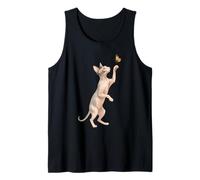Funny Sphynx Cat Reaching Monarch Butterfly Women Men Kids Tank Top