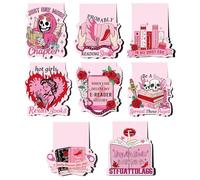 Funny Spicy Magnetic Bookmarks: 8 Pcs Smutty Romance Book Mark for Reading, Pink Unique Page Markers, Bookish Gifts for Women Adults Book Lovers