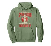 Funny Spinal Fusion Pullover Hoodie, Adult Unisex, Sage Green, X-Large
