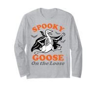 Funny Spooky Goose on The Loose Silly Halloween Skeleton Long Sleeve T-Shirt
