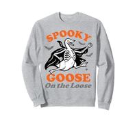 Funny Spooky Goose on the Loose Silly Halloween Skeleton Sweatshirt
