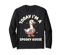 Funny Spooky Goose Silly Halloween Goose Skeleton Long Sleeve T-Shirt