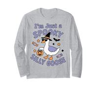 Funny Spooky Goose Witch Hat Silly Goose Halloween Long Sleeve T-Shirt