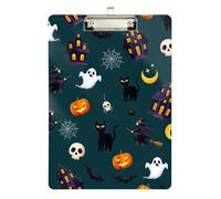 Funny Spooky House Printed Halloween Clipboard Cute Clipboards Paperboard Chic Design Clipboards with Low Profile Metal Clip for Teachers, Students, Nurses