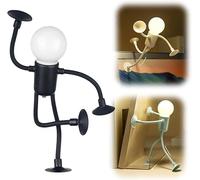 Funny Sportsman Night Light, 2024 New Cute Light Bulb Man Mini Night Light, DIY Shape Night Lights, Suction Cup Bendable Desk Lamp for Boys Girls Room Bedroom Bathroom Hallway (Black)
