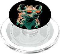 Funny spotted Hyena with cool Sunglasses PopSockets PopGrip for MagSafe