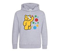 Funny Spotty Bear Unisex Pullover Hooded Top - Cute and Comfy Spotty Stitch Hooded Top for Boys and Girls Grey