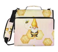 Funny Spring Gnome Bee 1.5 Inch 3 Ringing Office Binder Organizer with Handle Waterproof School Supplies Organizer for Middle School