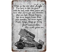 Funny Sprint Car Racing Just Remember The Ride Goes On Sprint Car Drivers Signs Wall Decor Vintage Metal Tin Sign Art Poster Fun Bar Man Cave Office Kitchen Cafe Bathroom Sign Gift 8x12 Inch