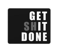 Funny Square Mouse Pad Cool Black Mouse Pads for Wireless Mouse Small Office Computer Mousepad for Desk Laptop with Non-Slip Rubber Base Mouse Mat, 9.5×7.9 in, Get Done