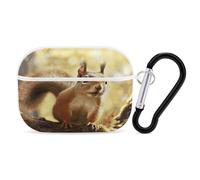 Funny Squirrel Earbuds Organizer Shockproof Protective Airpods Pro Cover with Carabiner Clip Anti Fall Carrying Earphone Case Cover for Airpods Pro 2nd Generation White