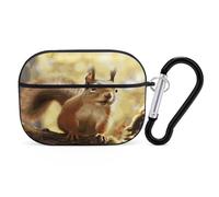 Funny Squirrel Earbuds Organizer Shockproof Protective Airpods Pro Cover with Carabiner Clip Anti Fall Carrying Earphone Case Cover for Airpods Pro 2nd Generation Black