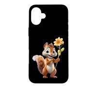 Funny Squirrel Flower Lover Animal Gift for Men Women Kids Case for iPhone 16 Plus