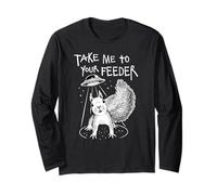 Funny Squirrel Forest Animal - UFO Alien Flying Long Sleeve T-Shirt