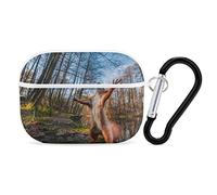 Funny Squirrel in Forest Print Case Cover for AirPods Pro Case 2nd/1st Generation with Key Chain Full Protective Durable Shockproof Wireless Headphone Case PC Hard