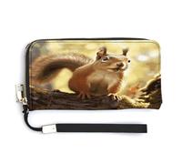 Funny Squirrel Long Ladies Wallet for Men And Women,Slim Wallet with Zipper Pocket,Travel Wallets in Gift Box
